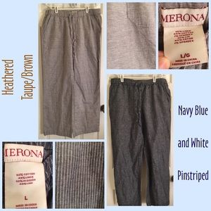 Linen/Cotton blend wide leg pants w/ drawstring